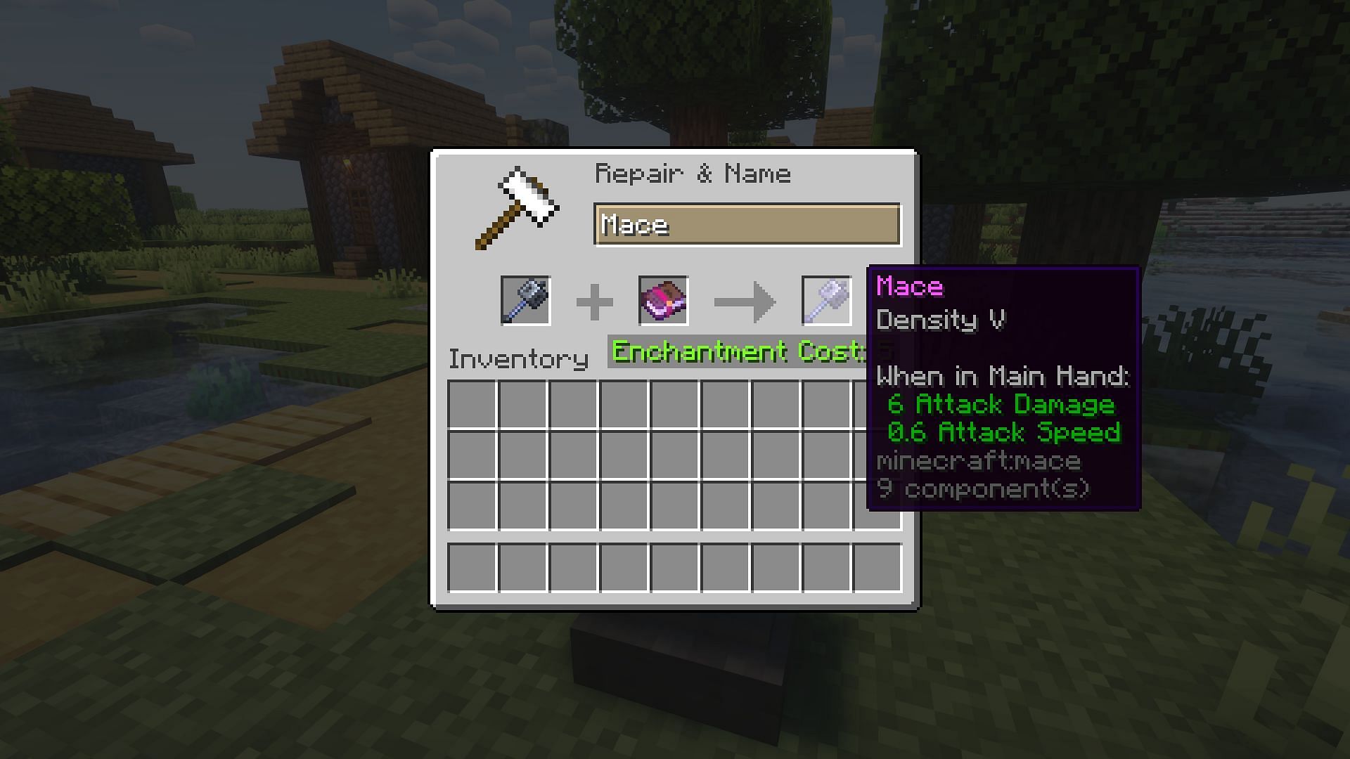 Applying Density V to a mace (Image via Mojang)